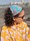 Floral Turquoise Block Printed Cotton Hair Band