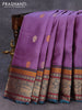 Pure kanjivaram silk saree pastel violet and peacock green with floral thread woven buttas and long thread woven border