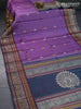 Pure kanjivaram silk saree pastel violet and peacock green with floral thread woven buttas and long thread woven border