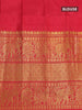 Pure gadwal silk saree cs blue and red with allover zari woven buttas and temple design long zari woven border