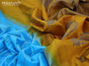 Pure gadwal silk saree light blue and mustard yellow with allover checked pattern and thread woven border