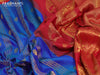 Pure gadwal silk saree dual shade of blue and red with allover zari weaves & buttas and zari woven border