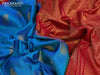 Pure gadwal silk saree dual shade of blue and red with zari woven buttas and zari woven border