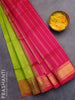 Silk cotton saree light green and pink with allover zari woven buttas and zari woven border