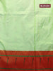 Pure paithani silk saree pista green and red with allover paisley zari woven buttas and zari woven muniya butta border