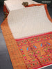 Pure paithani silk saree cream and red with allover thread & zari woven floral buttas and zari woven muniya butta border