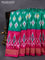 Pochampally silk saree teal green and magenta pink with allover ikat butta weaves and ikat woven zari border