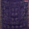 Muslin cotton saree dark blue with tie and dye & batik butta prints and small zari woven border