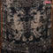 Muslin cotton saree black with batik butta prints and small zari woven border