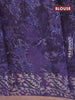 Muslin cotton saree dark blue with batik butta prints and small zari woven border