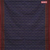 Muslin cotton saree dark blue and maroon with allover ikat prints and simple border