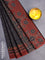 Muslin cotton saree black and maroon with allover prints and printed border