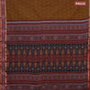Muslin cotton saree dark mustard and maroon with allover prints and patola printed border
