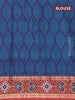 Muslin cotton saree dark blue teal green and maroon with allover prints and patola printed border