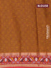 Muslin cotton saree dark mustarad and maroon with allover prints and patola printed border