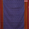 Muslin cotton saree blue and maroon with allover ikat butta prints and printed border