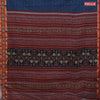 Muslin cotton saree dark blue and maroon with allover prints and patola printed border