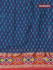 Muslin cotton saree dark blue teal green and maroon with allover butta prints and patola printed border