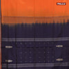 Banana pith saree orange and navy blue with thread woven buttas in borderless style