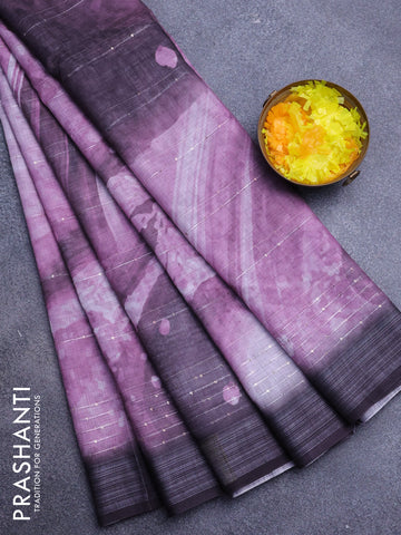 Linen cotton saree wine shade and deep wine shade with allover prints & sequin work and silver zari woven border
