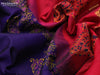Silk cotton block printed saree dark blue and red with butta prints and zari woven border