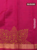 Silk cotton block printed saree magenta pink with floarl butta prints and zari woven border