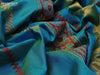 Silk cotton block printed saree dual shade of blue with allover prints and zari woven border