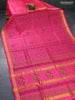 Silk cotton block printed saree pink with allover floral butta prints and zari woven border