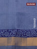 Silk cotton block printed saree grey with allover butta prints and zari woven border