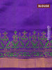Silk cotton block printed saree light green and violet with allover butta prints and zari woven border
