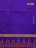 Silk cotton block printed saree sadal and blue with allover prints and zari woven simple border