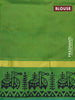 Silk cotton block printed saree rustic orange and green with paisley butta prints and zari woven simple border