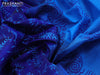 Silk cotton block printed saree blue and cs blue with allover prints and zari woven simple border