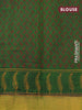 Silk cotton block printed saree sap green with butta prints and zari woven border
