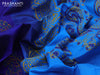 Silk cotton block printed saree blue and cs blue with paisley butta prints and zari woven simple border