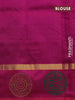 Silk cotton block printed saree coffee brown and pink with allover butta prints and zari woven simple border