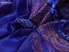 Silk cotton block printed saree blue with paisley butta prints and zari woven border