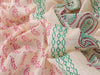 Silk cotton block printed saree cream with allover butta prints and zari woven border