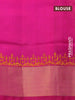 Silk cotton block printed saree mango yellow and pink with allover butta prints and zari woven border