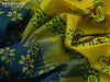 Silk cotton block printed saree peacock green and mustard yellow with allover butta prints and zari woven border