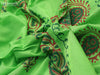Silk cotton block printed saree green with butta prints and zari woven border