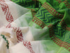 Silk cotton block printed saree cream and light green with allover butta prints and zari woven border