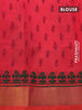 Silk cotton block printed saree dual shade of pinkish orange with butta print and zari woven border