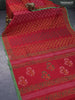 Silk cotton block printed saree maroon and green with allover butta prints and printed border