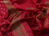 Silk cotton block printed saree maroon and sandal with allover prints and printed border