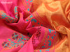 Silk cotton block printed saree dual shade of pink with allover prints and printed border