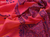 Silk cotton block printed saree dual shade of pink with annam butta prints and printed border