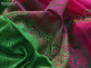 Silk cotton block printed saree green and pink with allover butta prints and printed border