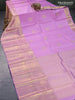 Pure kanjivaram silk saree lavender shade and deep violet with zari woven buttas and long annam zari woven border