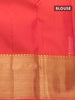 Pure kanjivaram silk saree green and orange with plain body and floral design zari woven border